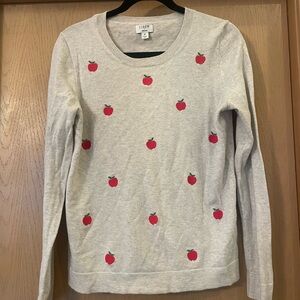 J Crew Sweater with Red Apples